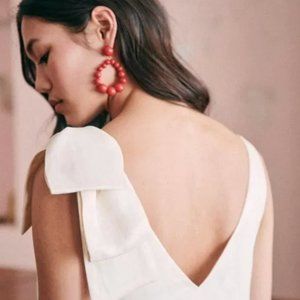 Sezane Philomena Dress // Ivory, Bow, Size 2